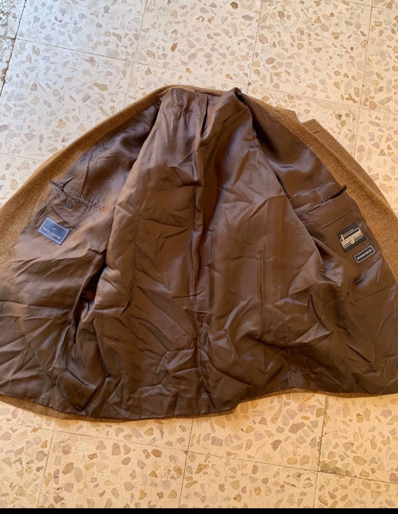 Vintage Daniel Hechter wool mohair classic brown hunting jacket blazer 46R XL