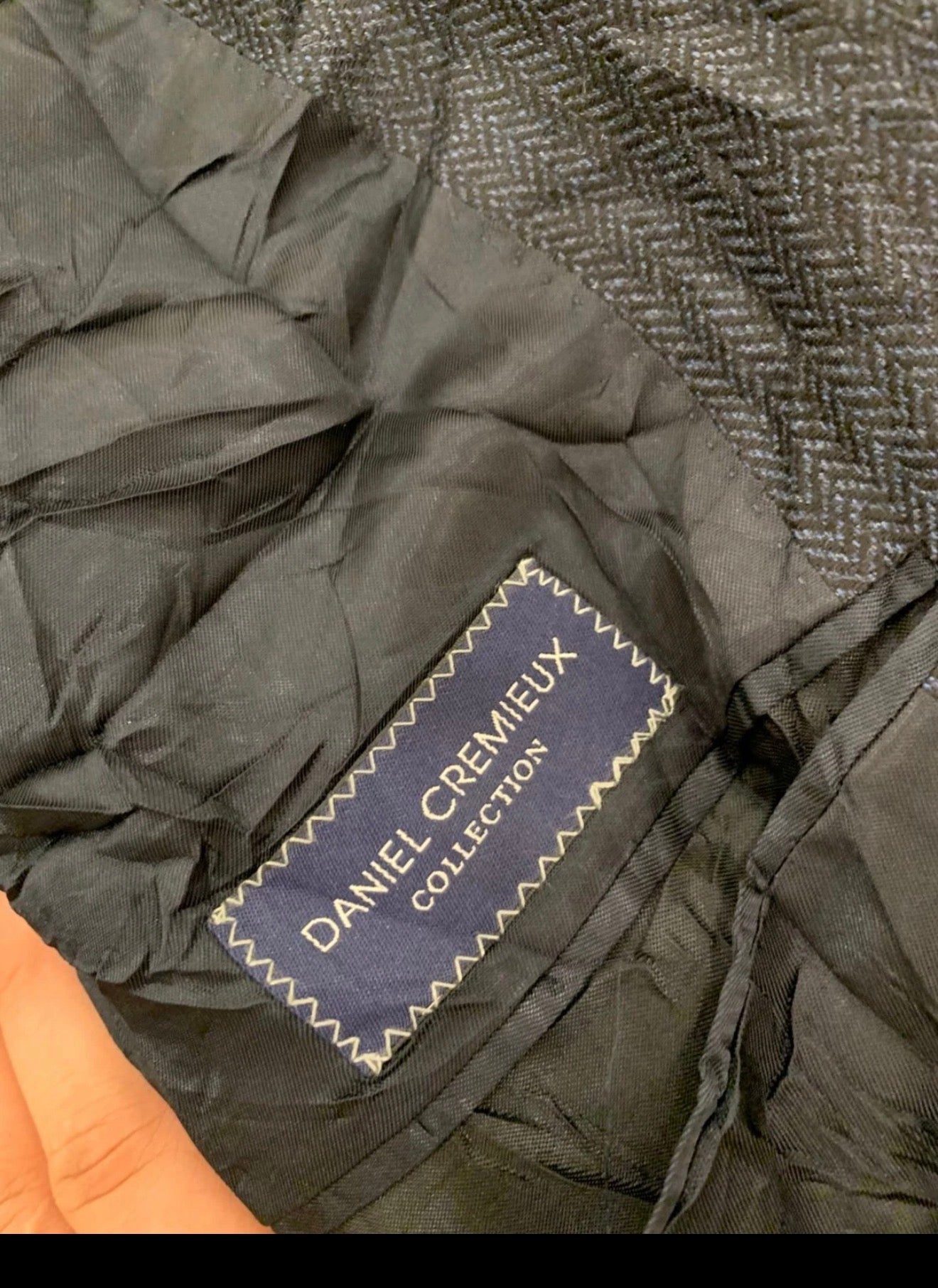 Vintage Daniel Cremieux pure wool herringbone blue jacket blazer 42R