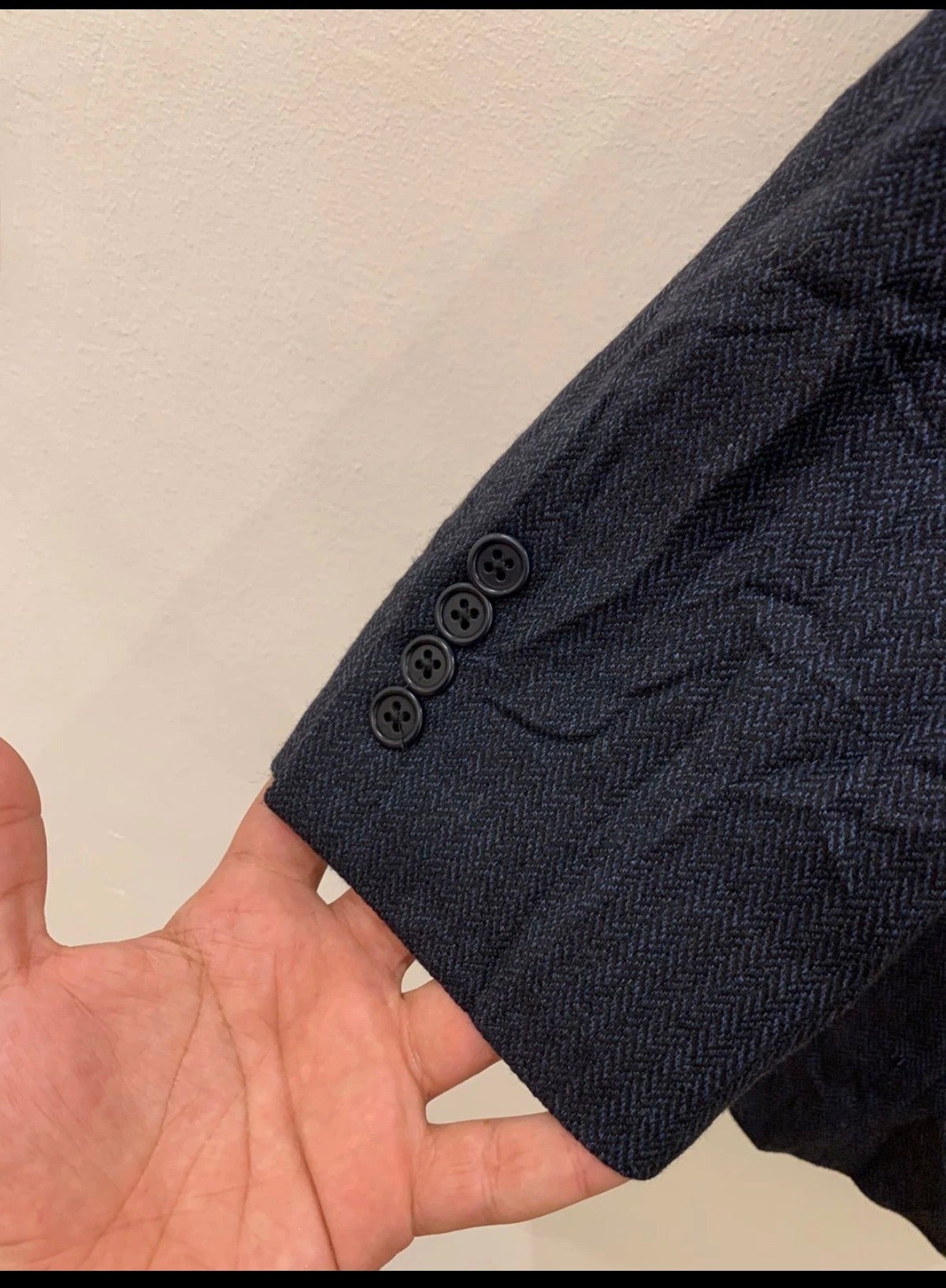 Vintage Daniel Cremieux pure wool herringbone blue jacket blazer 42R