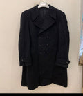 Vintage woollen wool double breasted black long over coat 42R