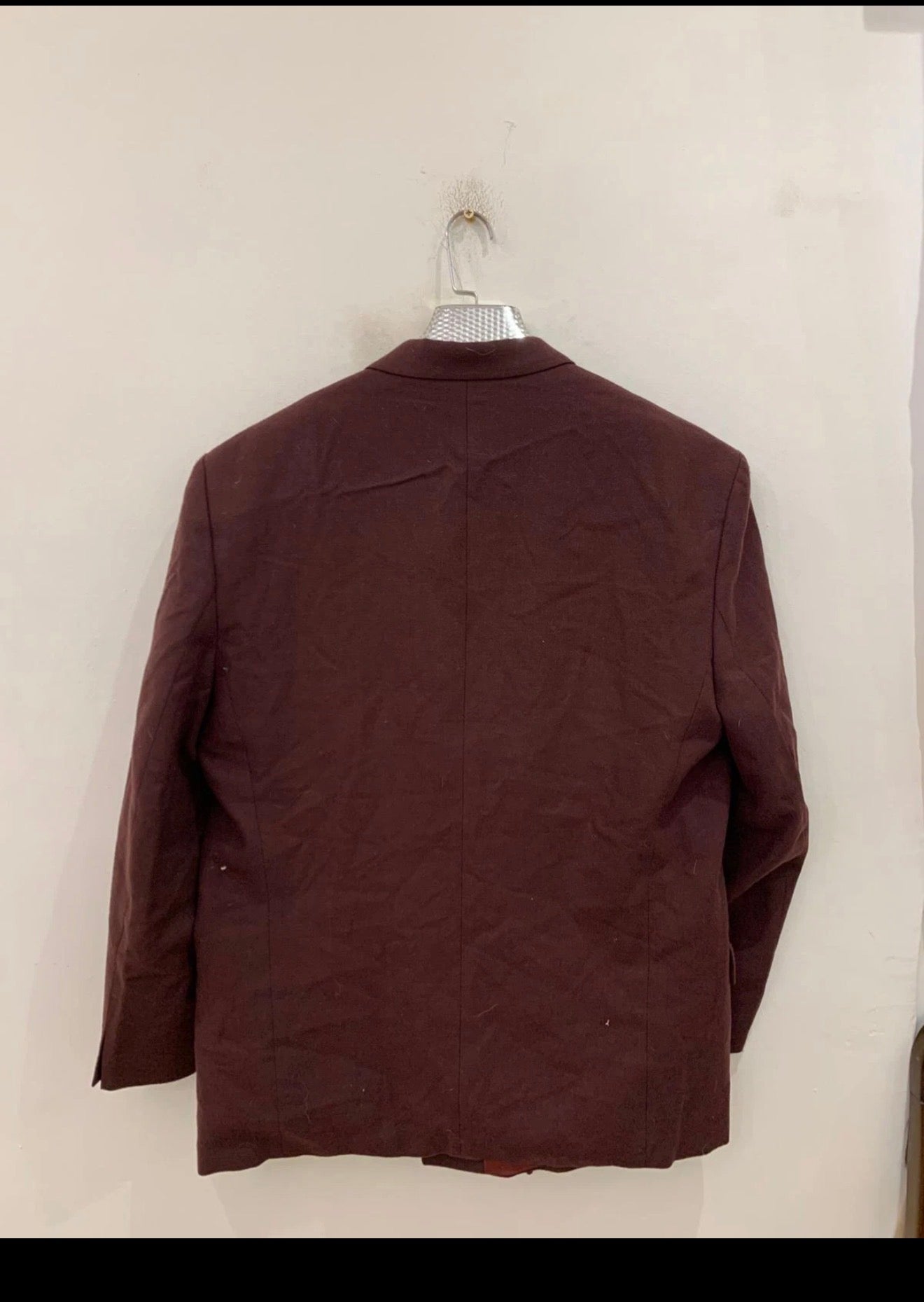 Vintage wool brownish burgundy double breasted classic jacket blazer 44R