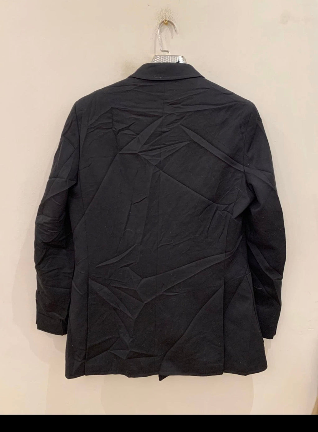 1970s Vintage classic wool blend double breasted black suit jacket blazer 36R