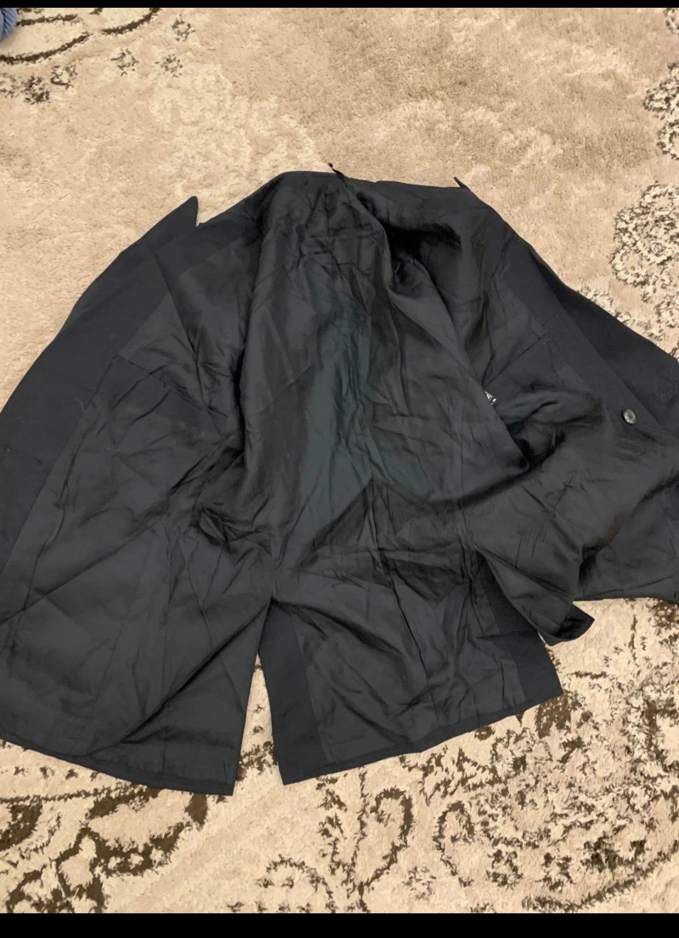 1970s Vintage classic wool blend double breasted black suit jacket blazer 36R