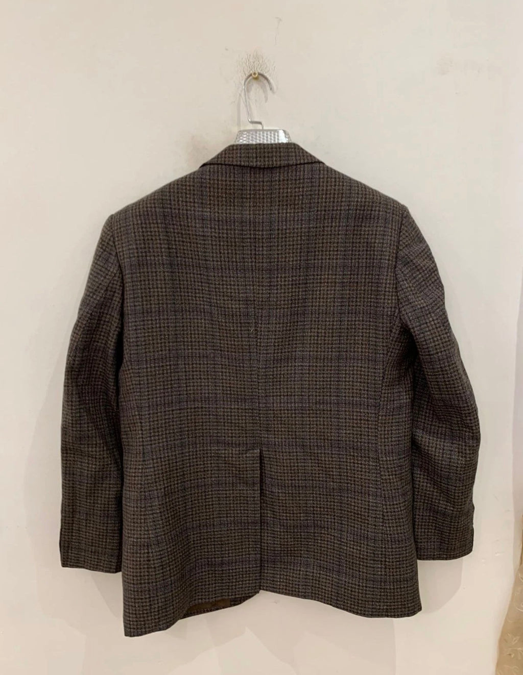 1970s Vintage houndstooth plaid worsted wool classic brown jacket blazer 40R 40S