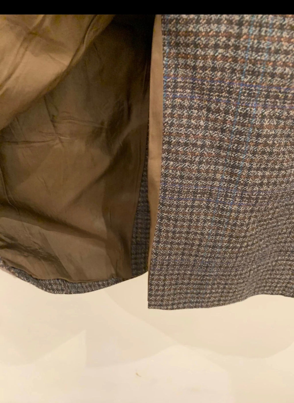 1970s Vintage houndstooth plaid worsted wool classic brown jacket blazer 40R 40S