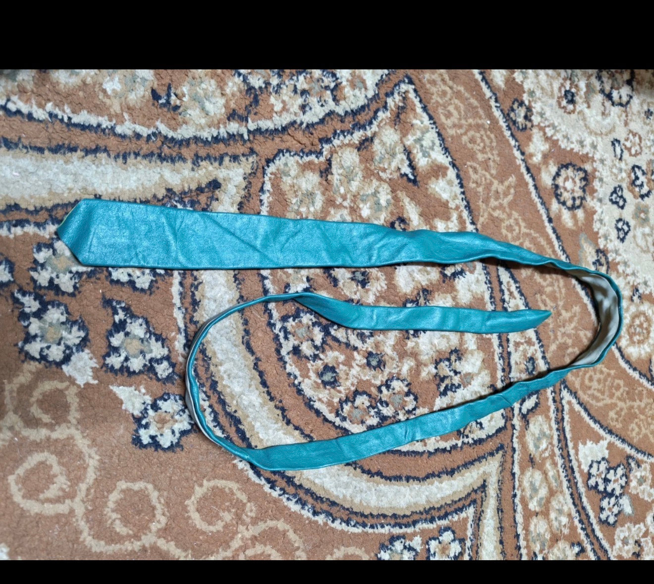 mens vintage handmade classic Genuine leather luxury green skinny neck tie