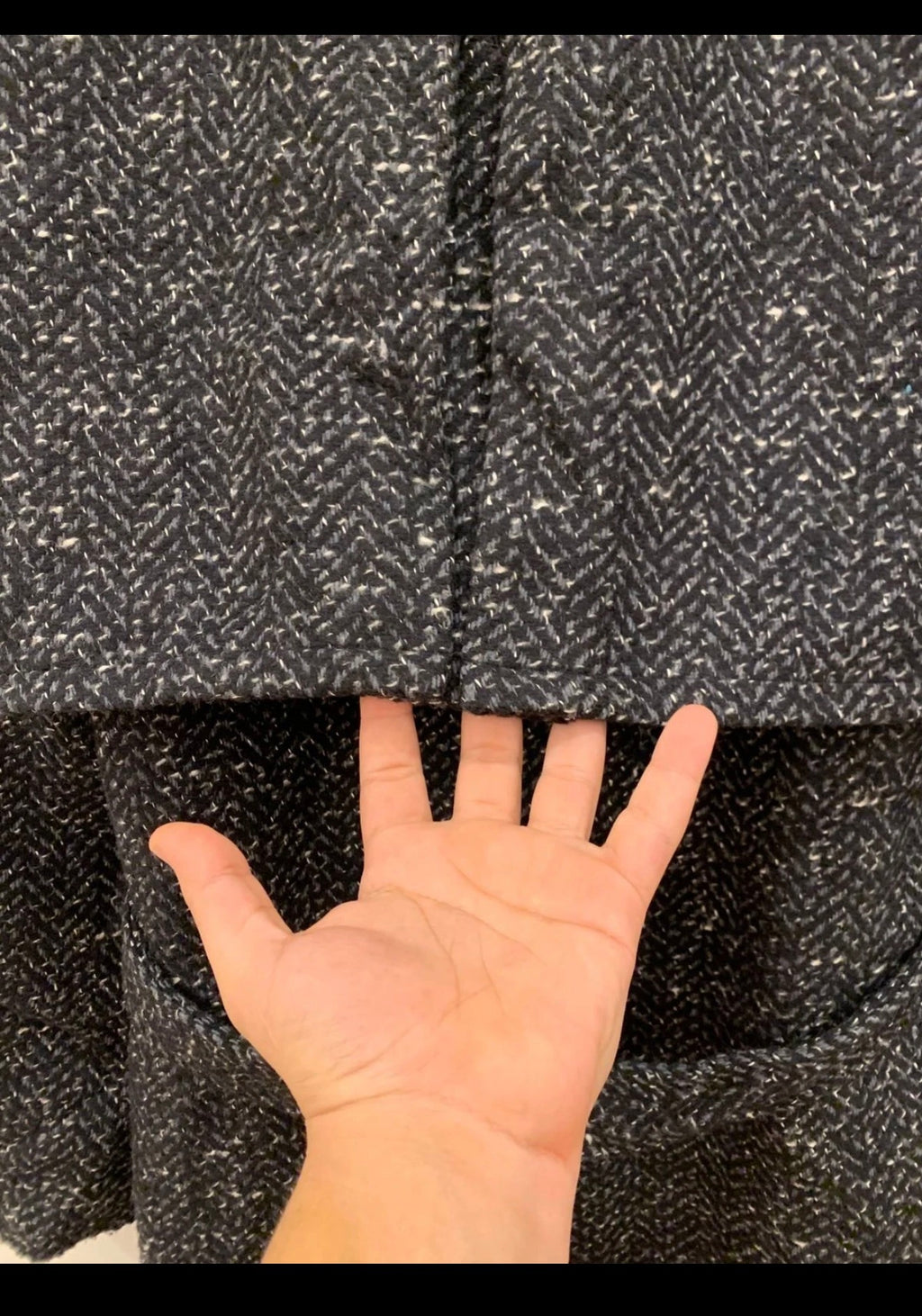 Vintage wool blend double breasted belted herringbone long over coat 46R XL