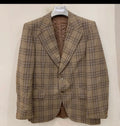 1970s Vintage plaid worsted wool classic rockabilly disco jacket blazer 42R 42L
