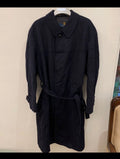 Vintage Bugatti pure wool belted navy classic Loden over coat 46R XL