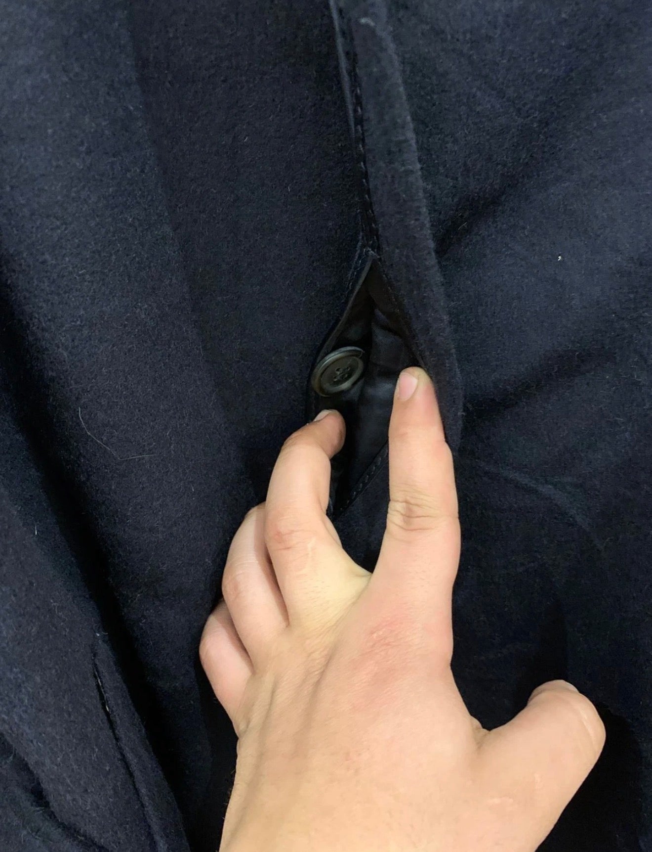Vintage Bugatti pure wool belted navy classic Loden over coat 46R XL