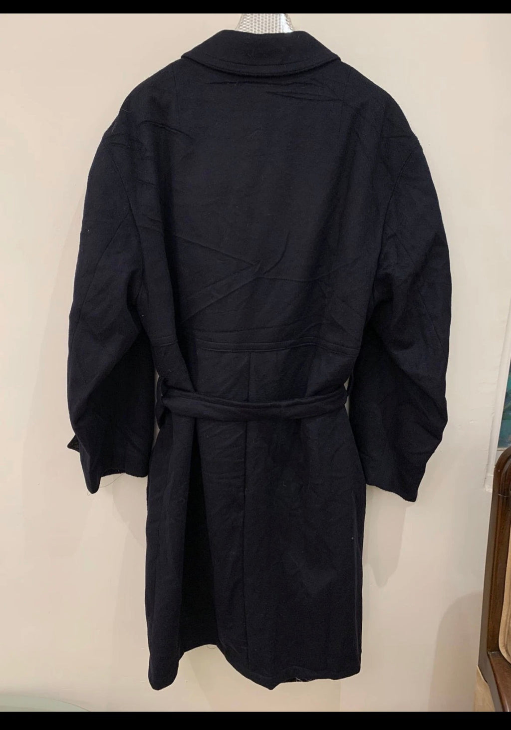 Vintage Bugatti pure wool belted navy classic Loden over coat 46R XL
