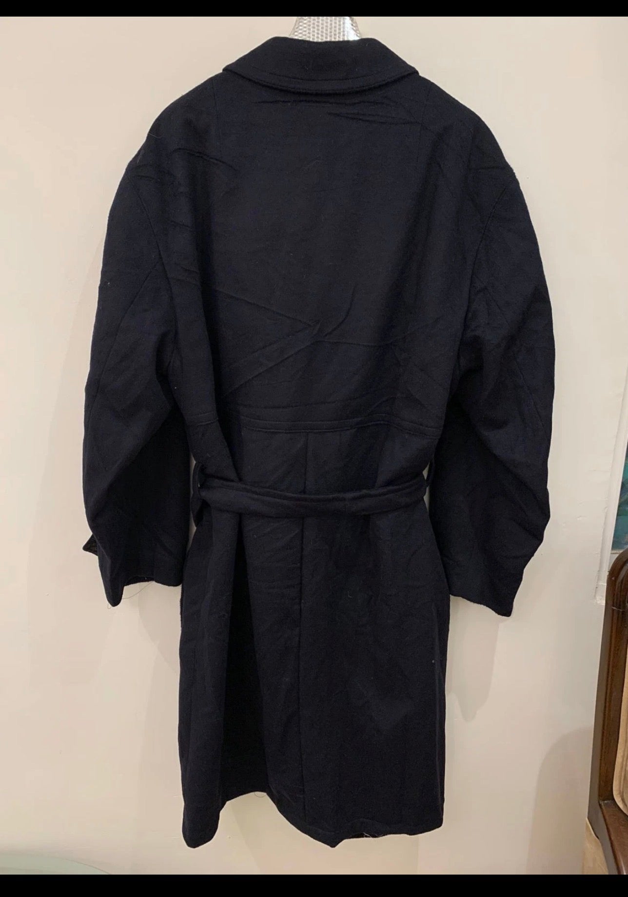 Vintage Bugatti pure wool belted navy classic Loden over coat 46R XL