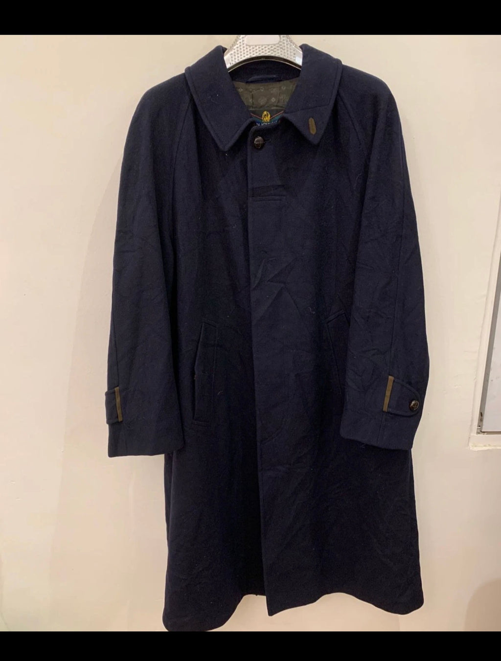 Vintage Bugatti Loden wool Alpaca blend classic navy Raglan over coat 46R XL
