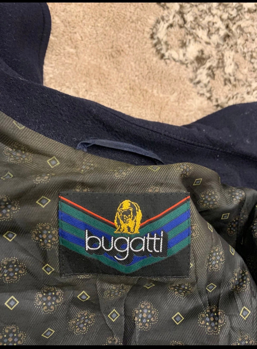 Vintage Bugatti Loden wool Alpaca blend classic navy Raglan over coat 46R XL