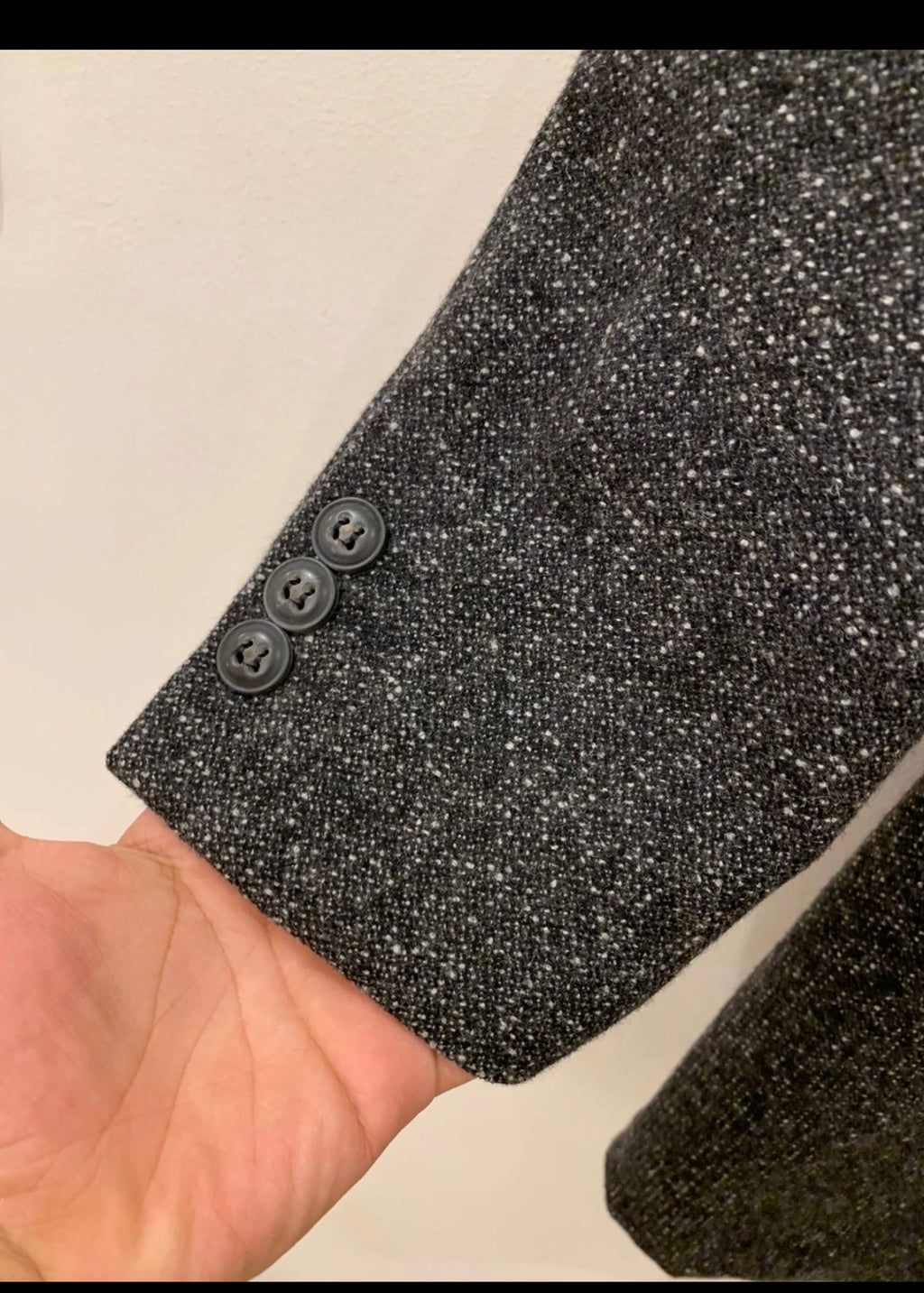Vintage wool blend charcoal double breasted classic over coat 40R 40L