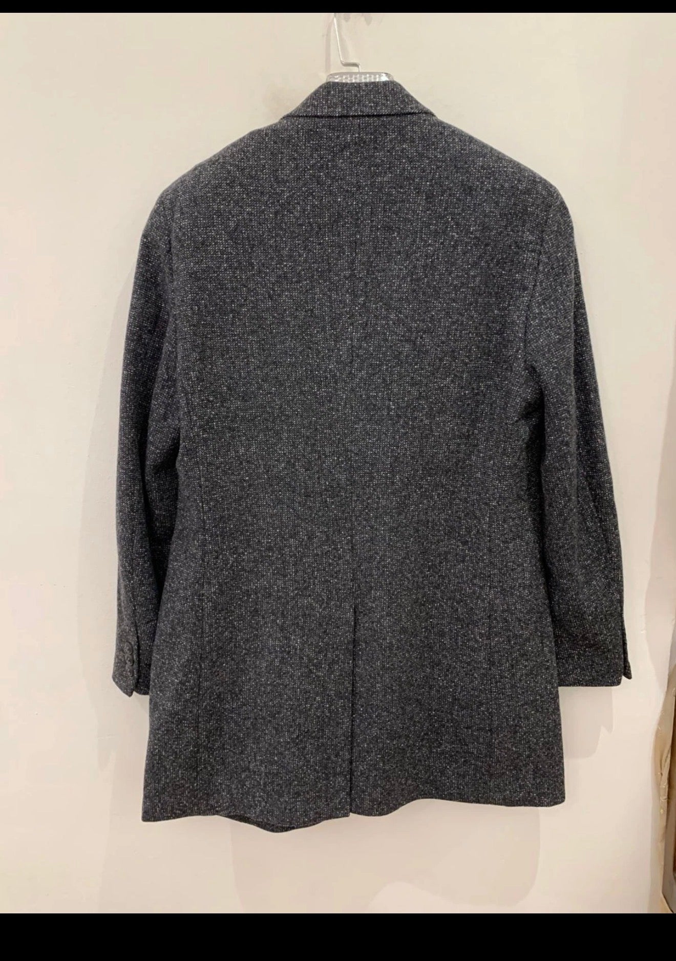 Vintage wool blend charcoal double breasted classic over coat 40R 40L