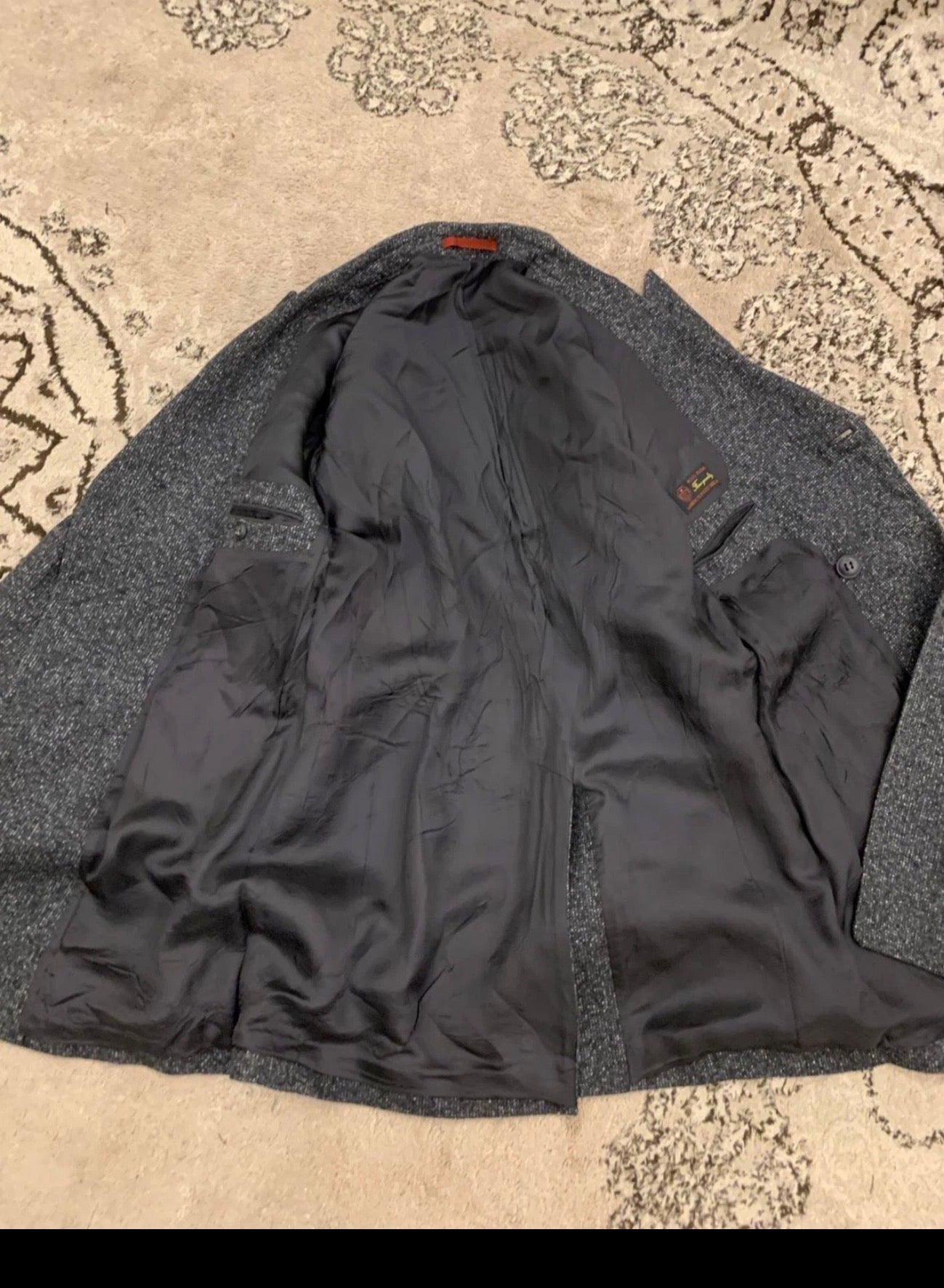 Vintage wool blend charcoal double breasted classic over coat 40R 40L