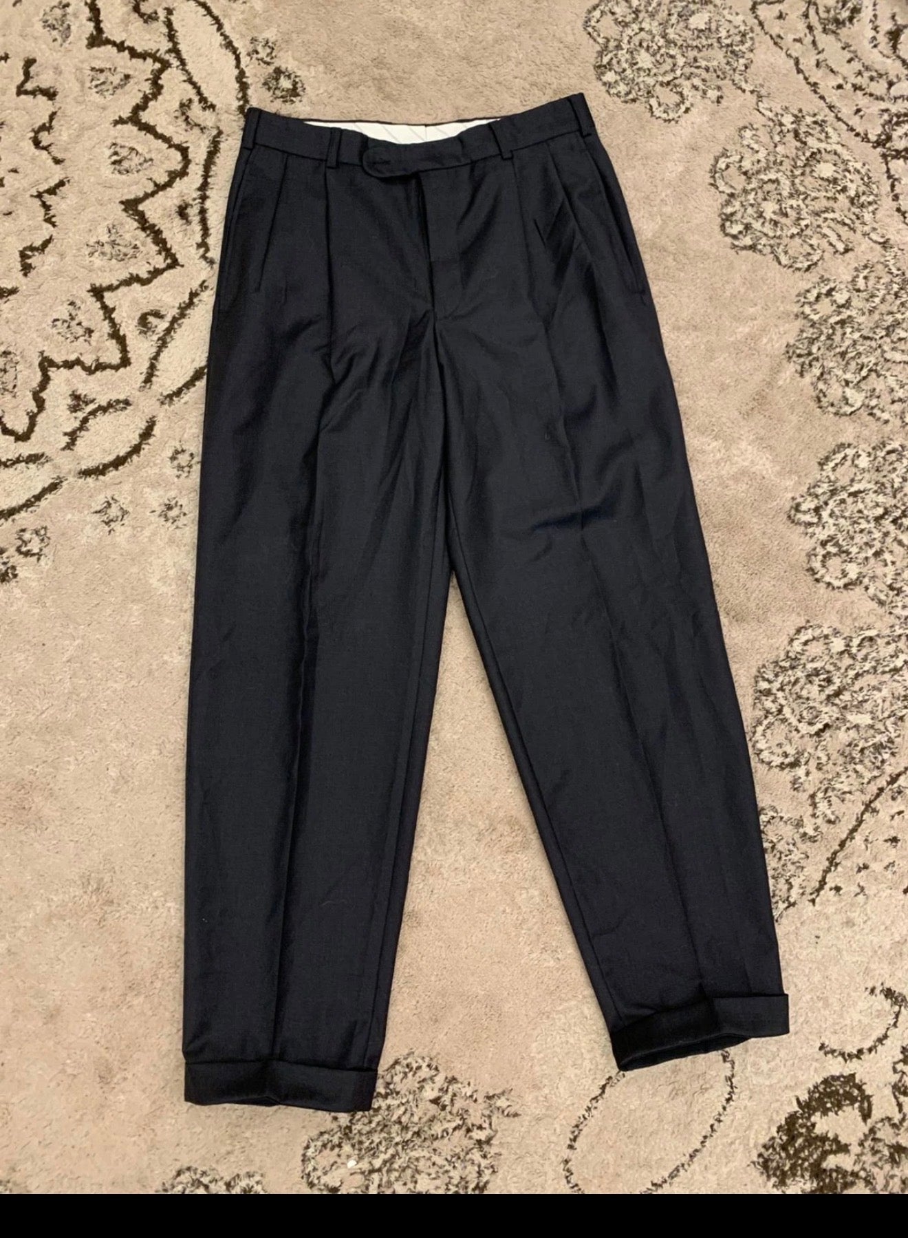 Vintage Superfine pure wool double breasted gangster Charcoal suit 40R