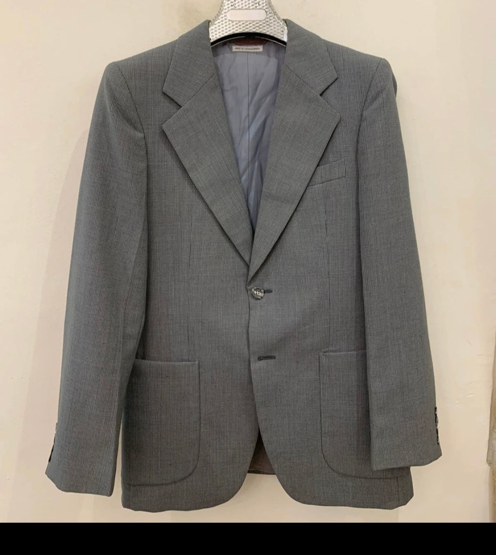 1970s Vintage worsted wool gray 2 button classic rockabilly disco suit 38R 38L