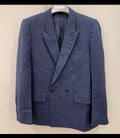 Vintage pure wool classic blue double breasted striped suit 40R 40L