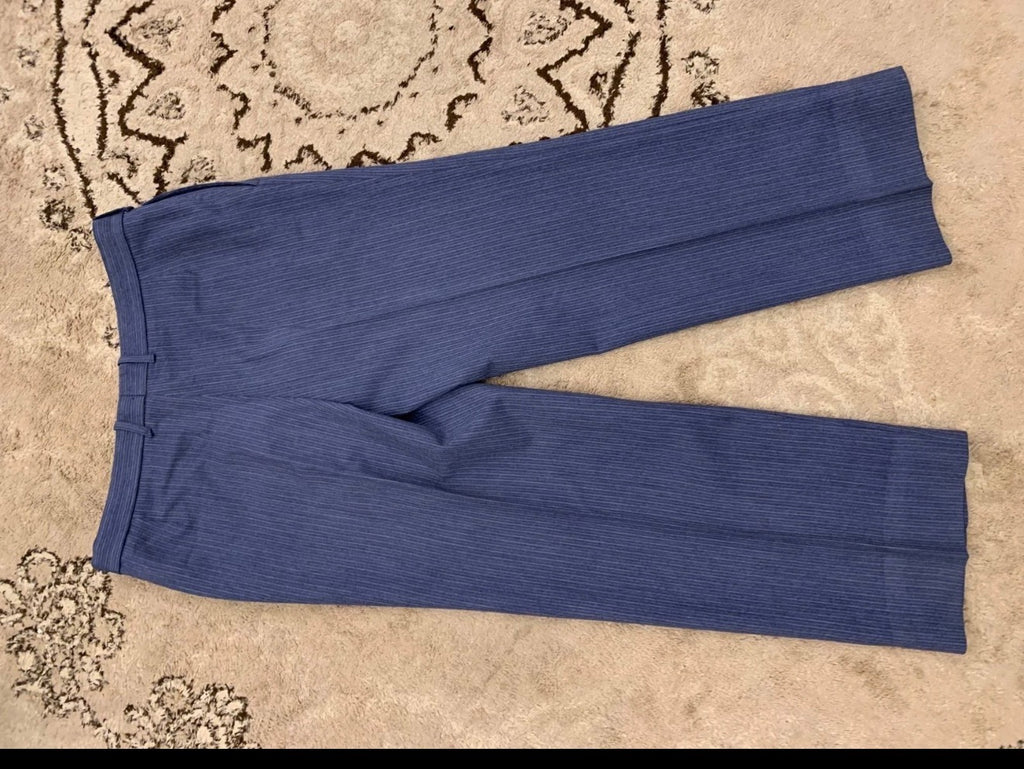 Vintage pure wool classic blue double breasted striped suit 40R 40L