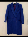 Vintage pure wool double breasted Azure blue shawl lapel over coat 40 10 M