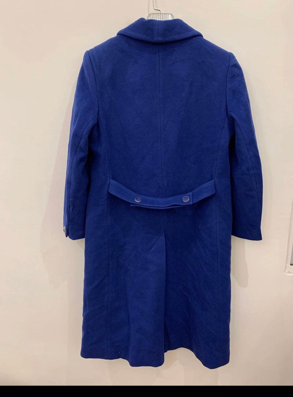 Vintage pure wool double breasted Azure blue shawl lapel over coat 40 10 M