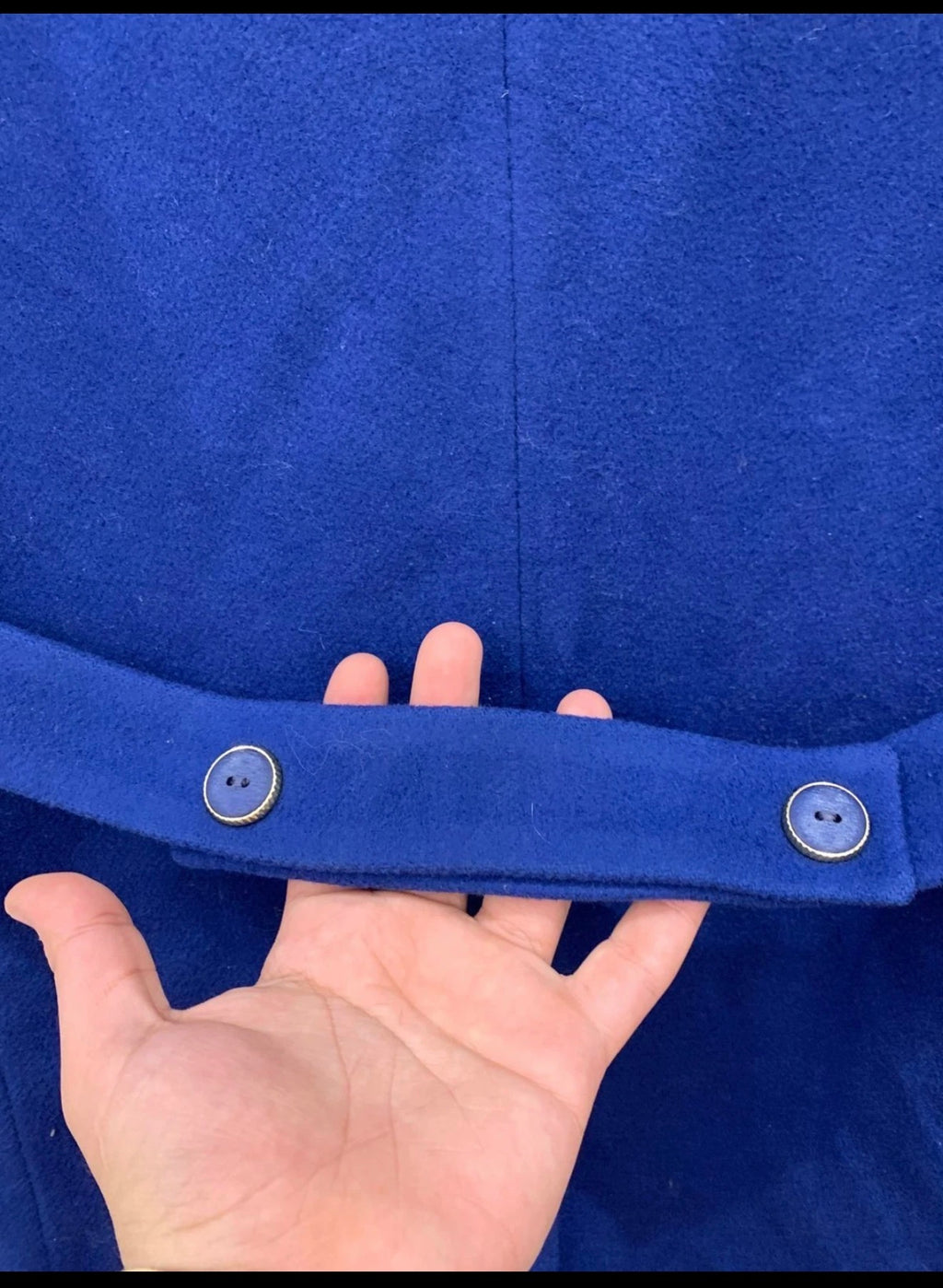 Vintage pure wool double breasted Azure blue shawl lapel over coat 40 10 M