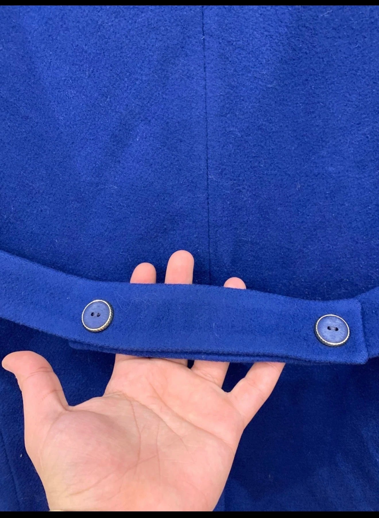 Vintage pure wool double breasted Azure blue shawl lapel over coat 40 10 M