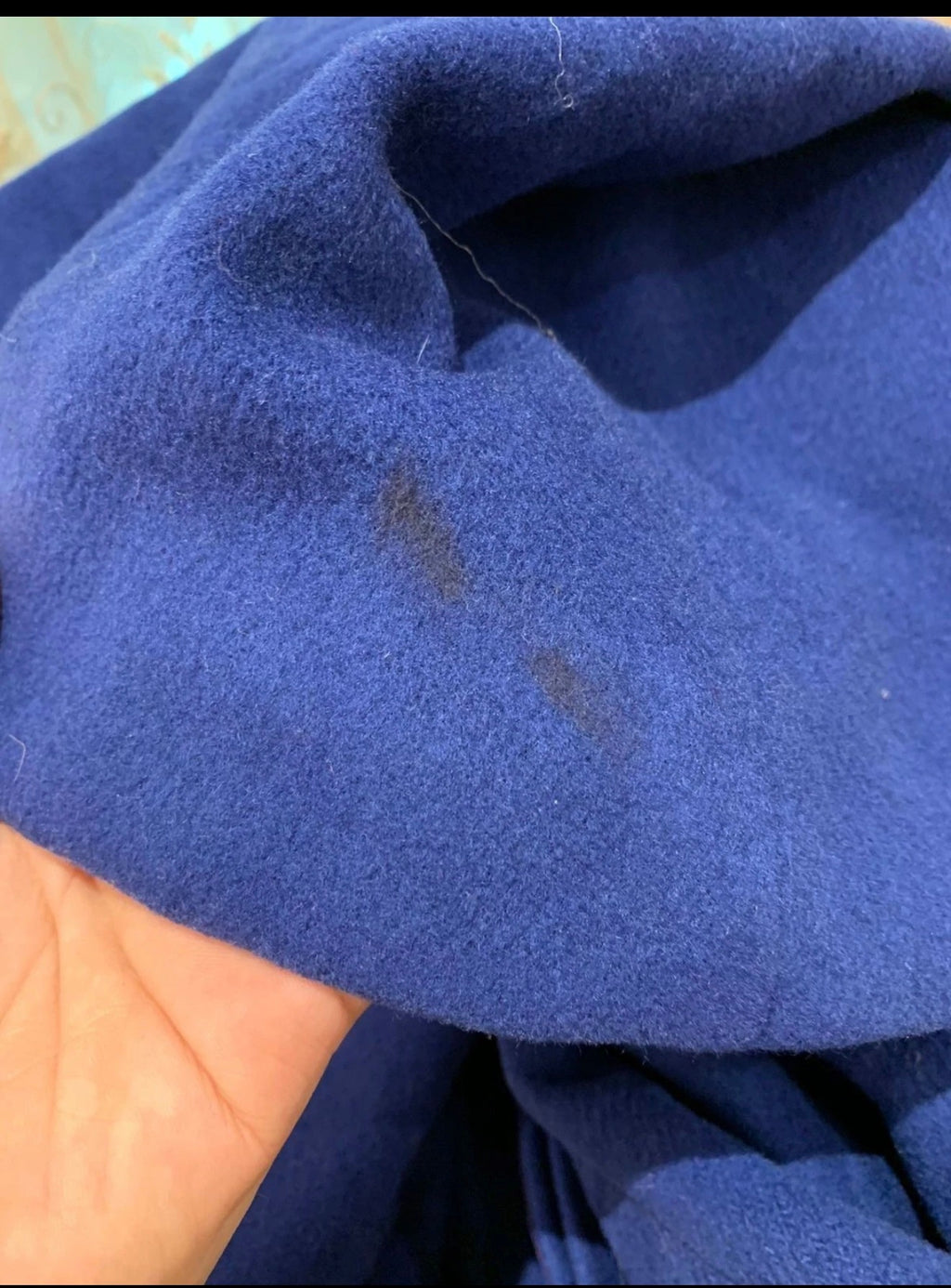 Vintage pure wool double breasted Azure blue shawl lapel over coat 40 10 M