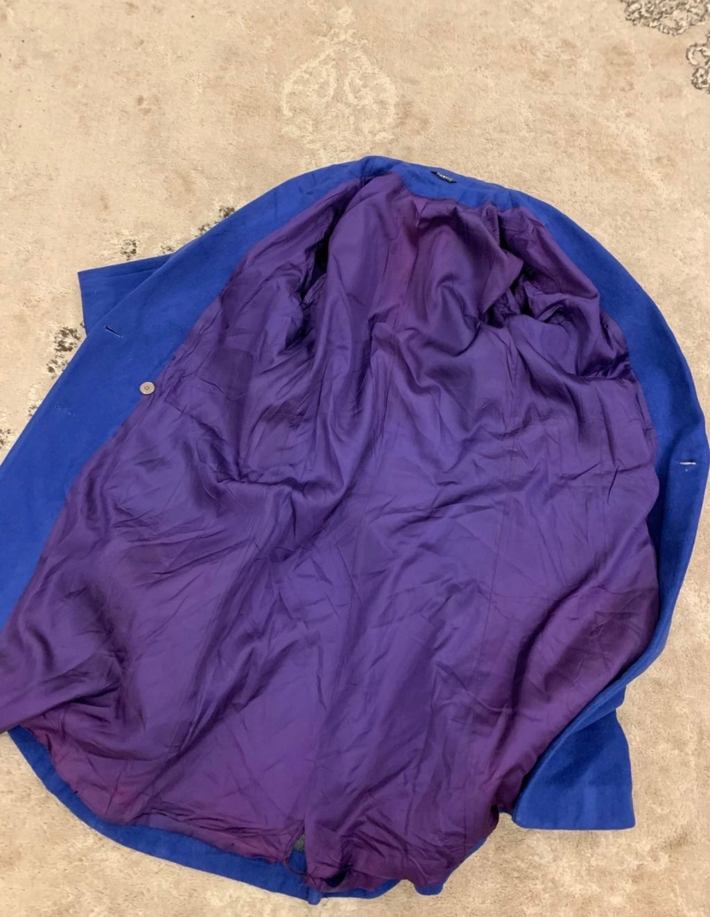 Vintage pure wool double breasted Azure blue shawl lapel over coat 40 10 M