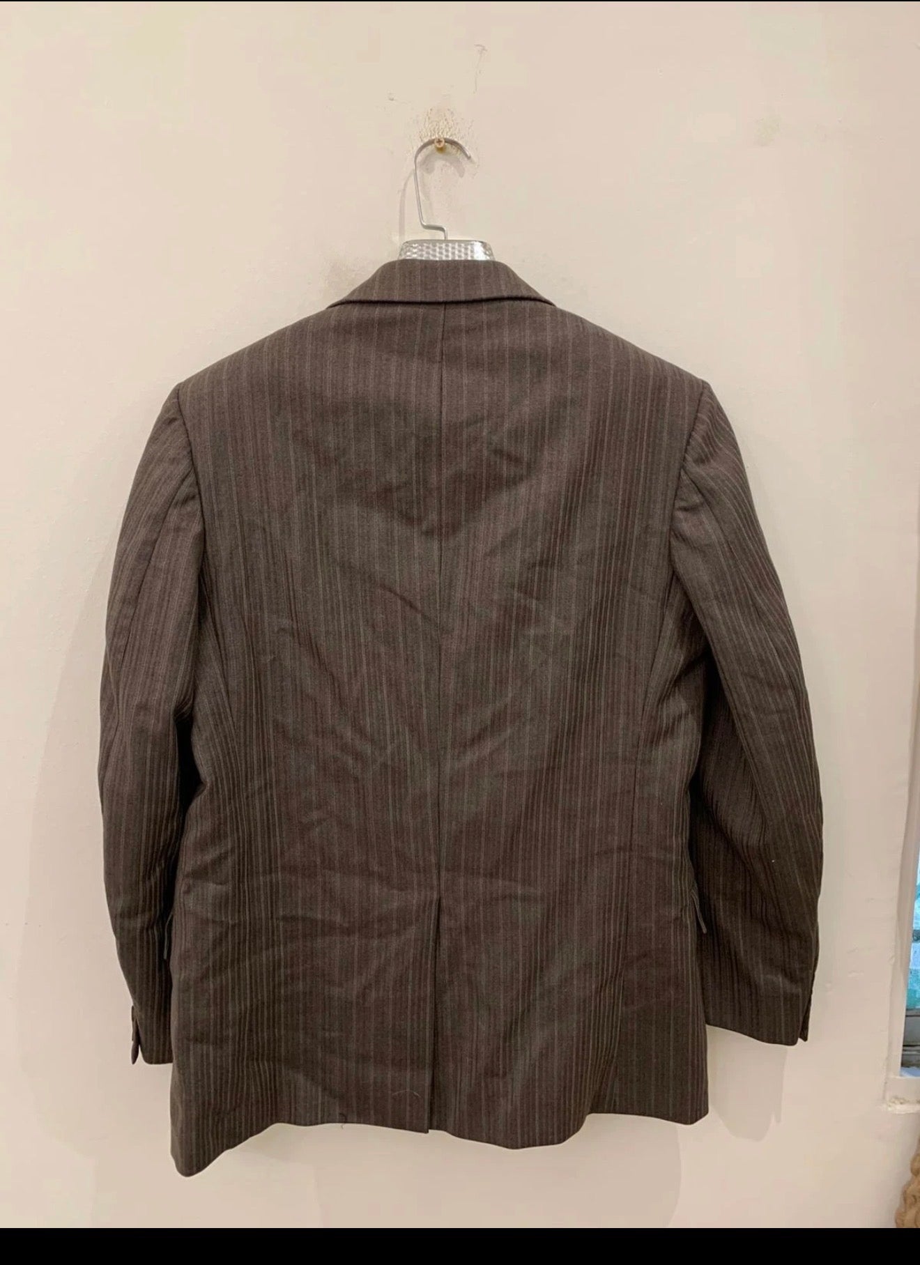 1970s Vintage woollen wool brown striped 3 button suit jacket blazer 42R 42L