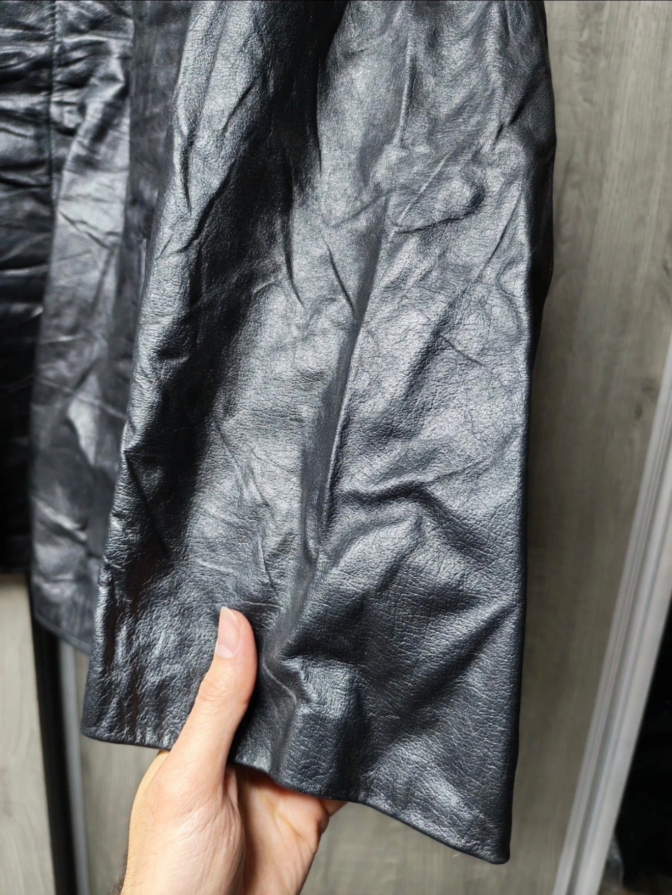 Vintage classic Genuine Real Leather black jacket sweater 46R 46S XL