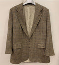 Vintage wool silk houndstooth classic brown hunting jacket blazer 46R 46L XL