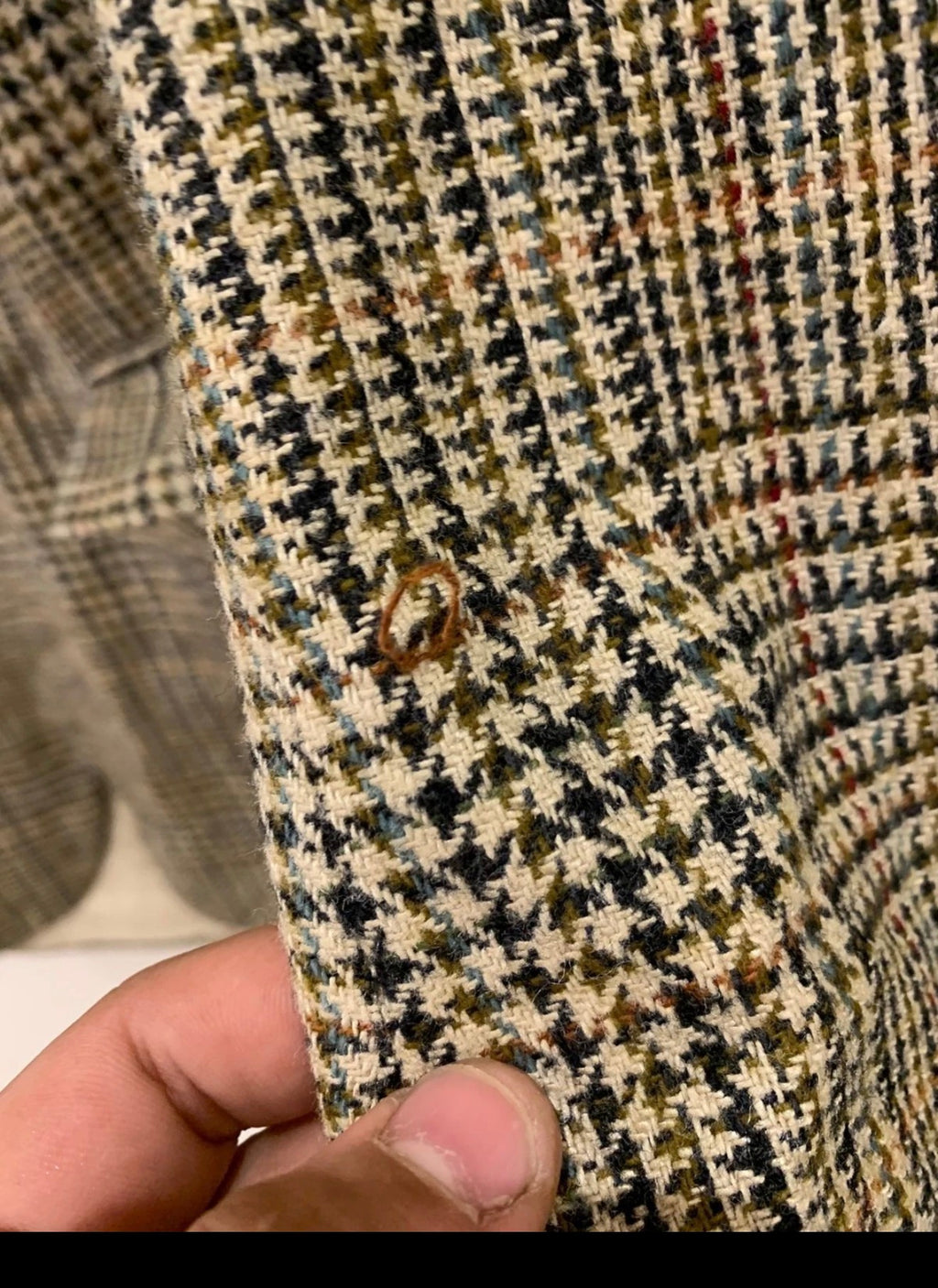 Vintage wool silk houndstooth classic brown hunting jacket blazer 46R 46L XL