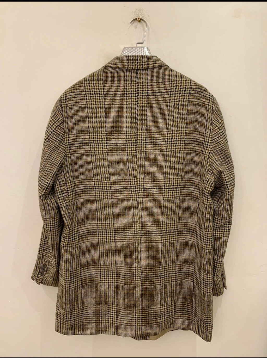 Vintage wool silk houndstooth classic brown hunting jacket blazer 46R 46L XL