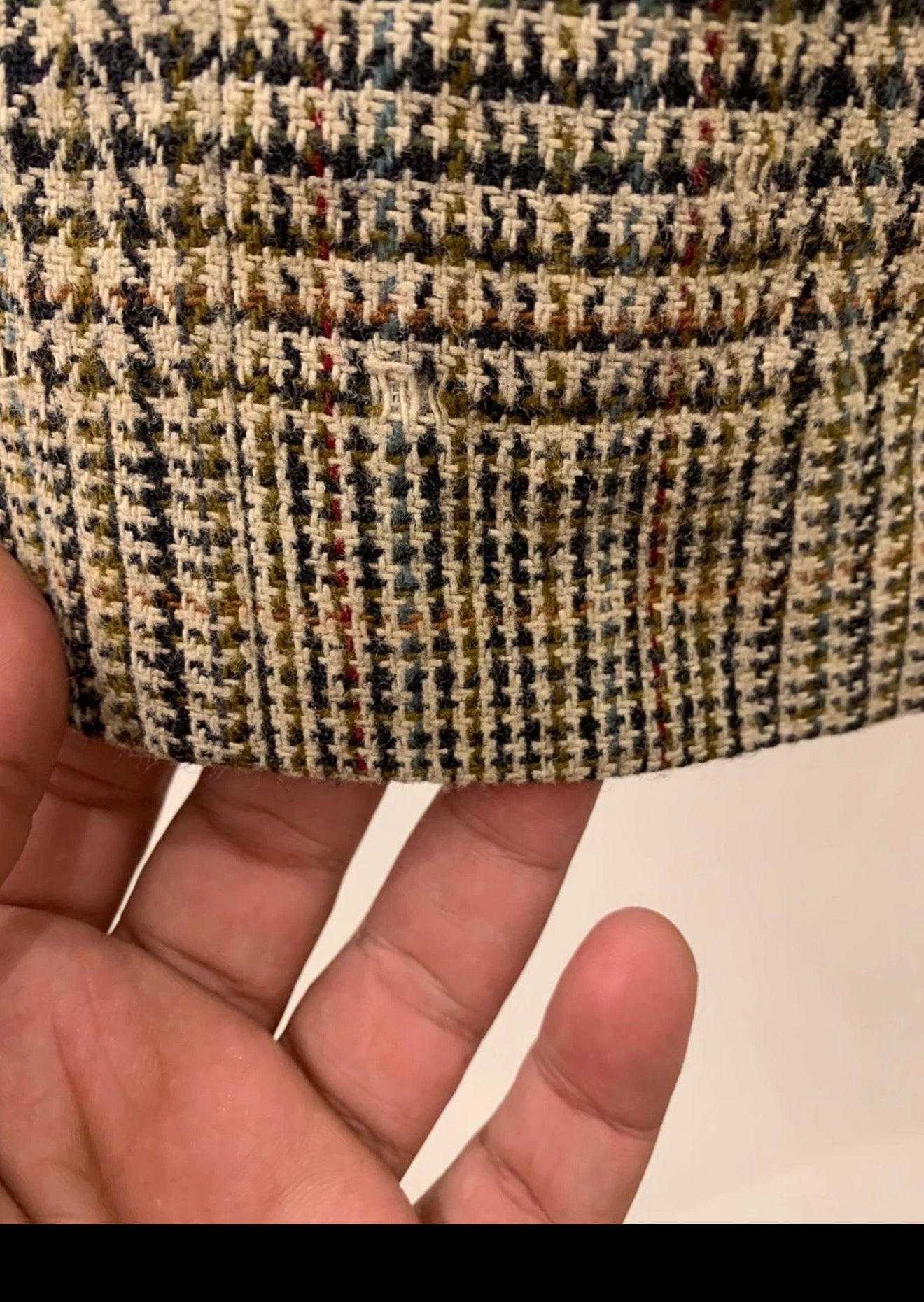 Vintage wool silk houndstooth classic brown hunting jacket blazer 46R 46L XL