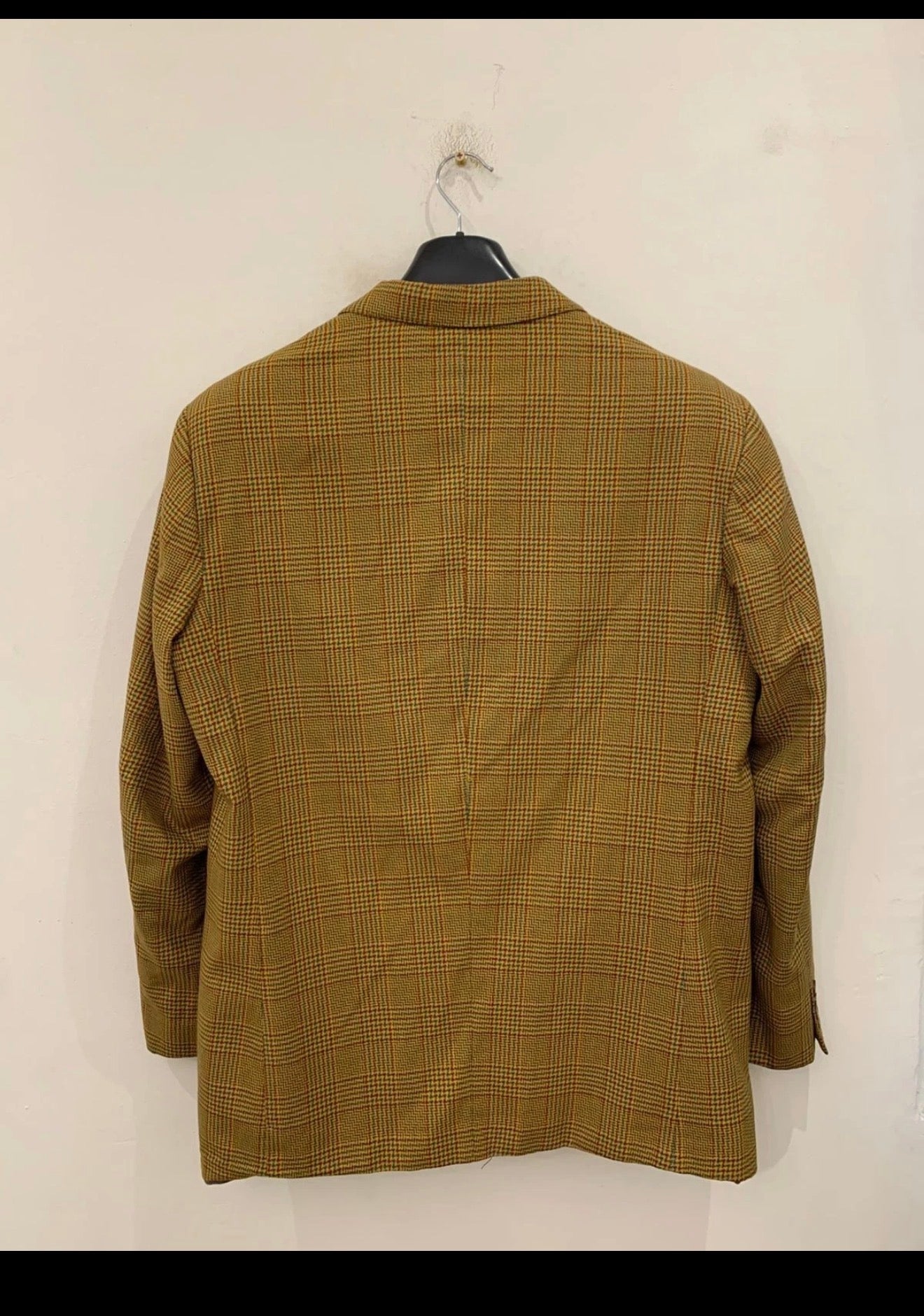 Vintage wool blend houndstooth double breasted classic jacket blazer 44R 44L