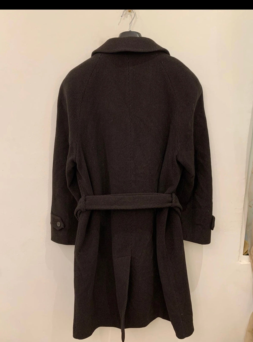 Vintage Mario Valente Wool Cashmere blend belted brown raglan over coat 46R XL