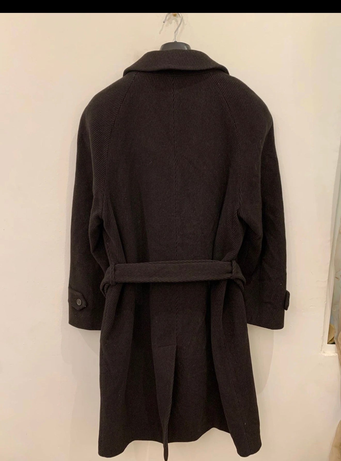 Vintage Mario Valente Wool Cashmere blend belted brown raglan over coat 46R XL