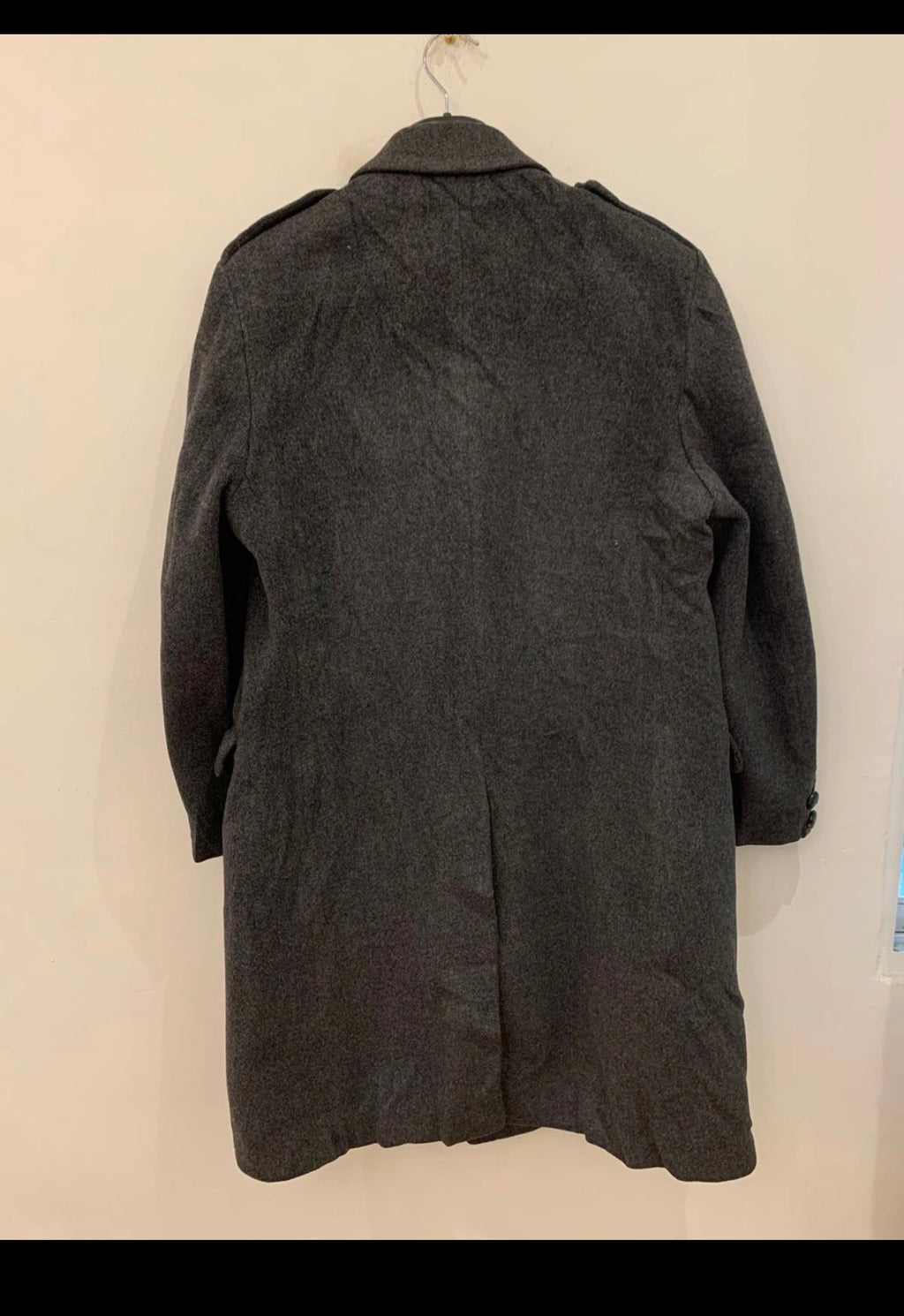 1970s vintage pure Merino Wool double breasted charcoal over coat 40R 40S