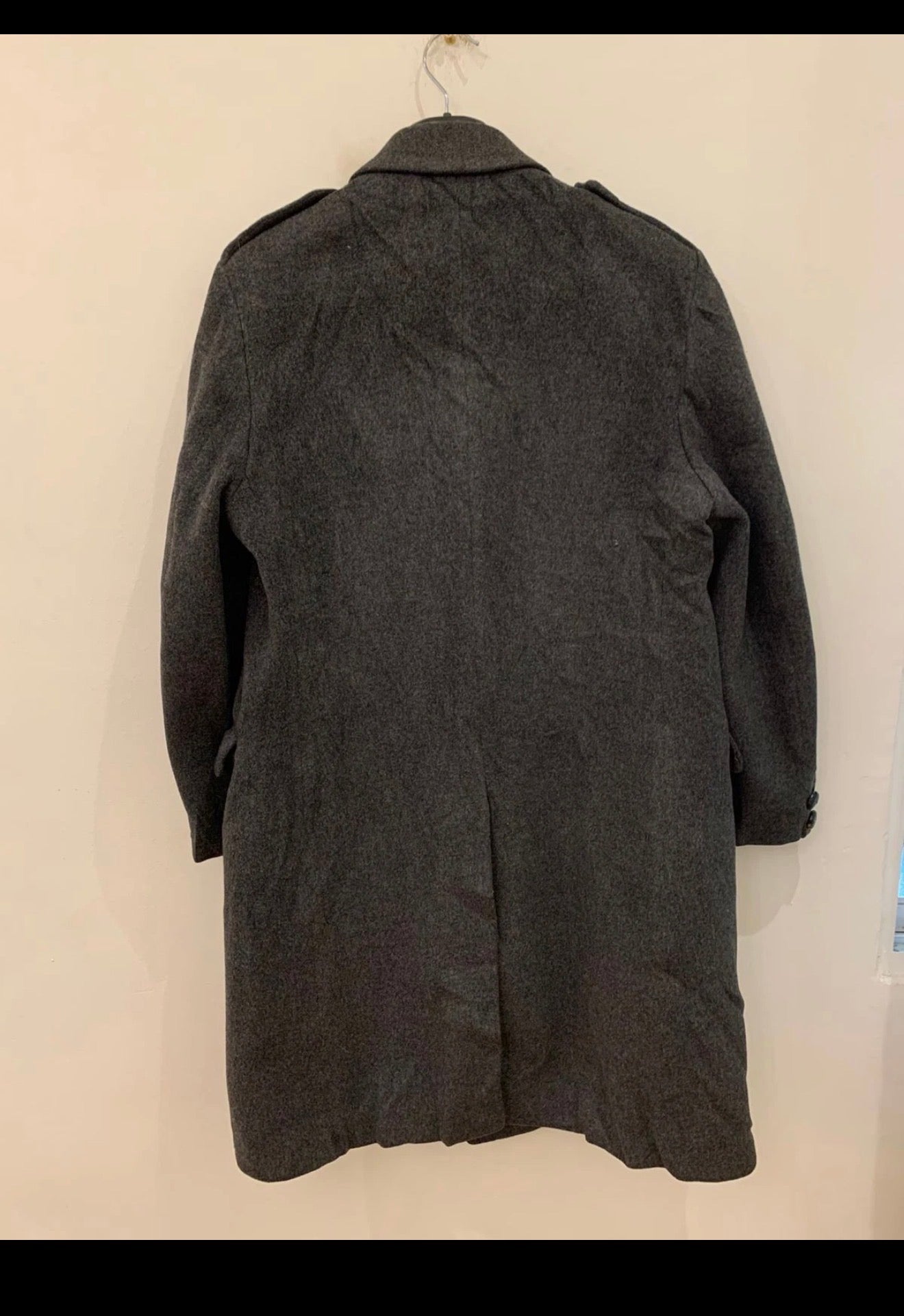 1970s vintage pure Merino Wool double breasted charcoal over coat 40R 40S
