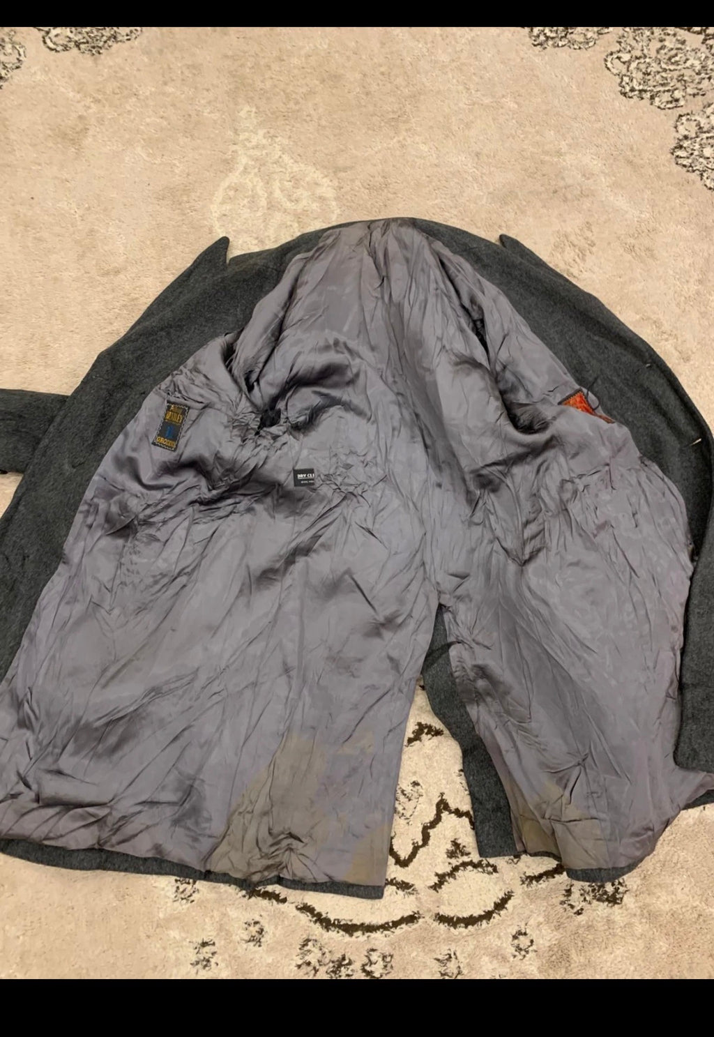 1970s vintage pure Merino Wool double breasted charcoal over coat 40R 40S