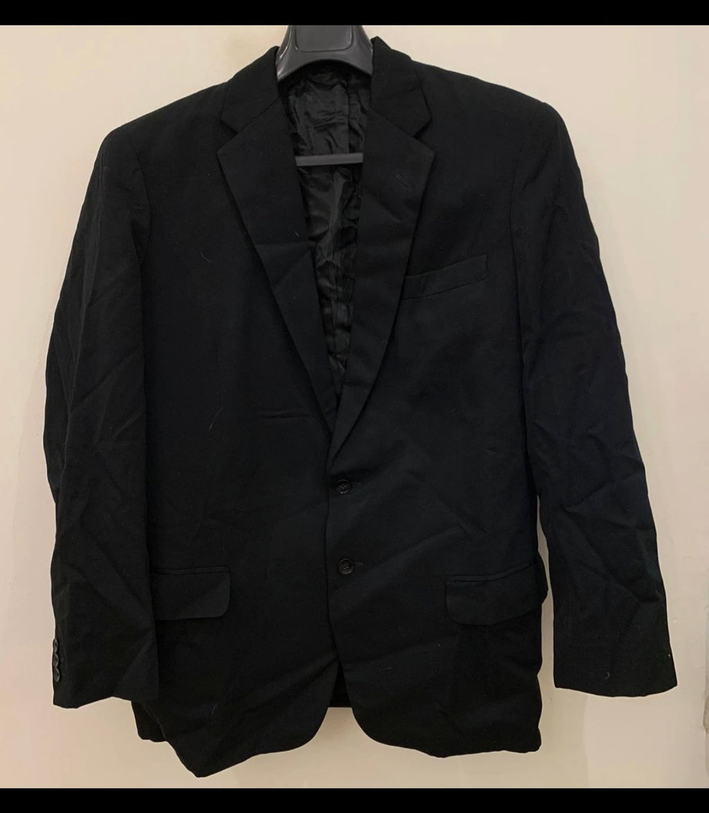 1960s Vintage all worsted wool black classic 2 button suit jacket blazer 42R