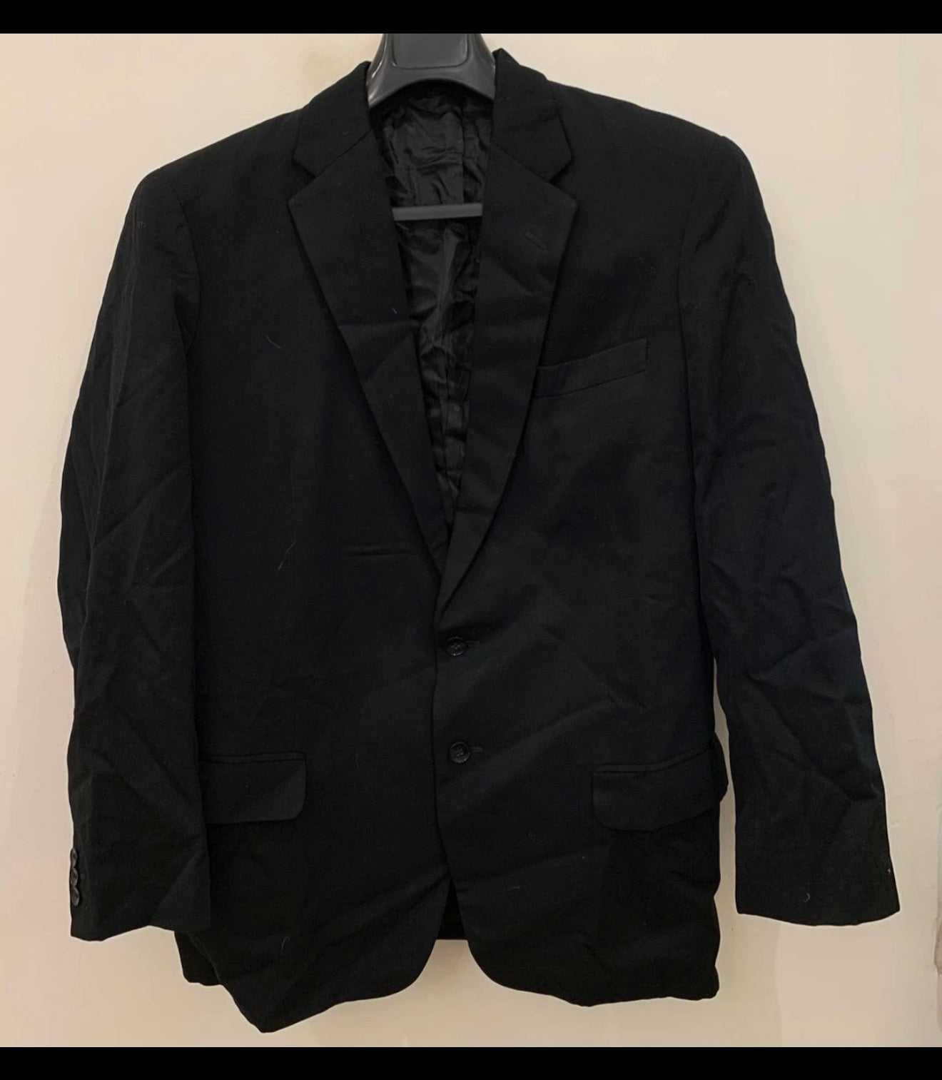 1960s Vintage all worsted wool black classic 2 button suit jacket blazer 42R