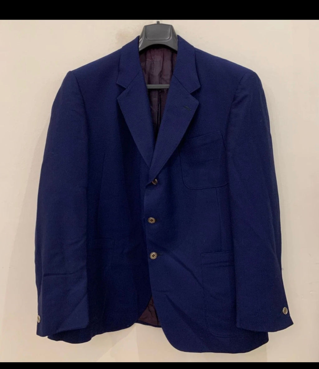 1970s Vintage wool mohair classic silver button blue jacket blazer 40R
