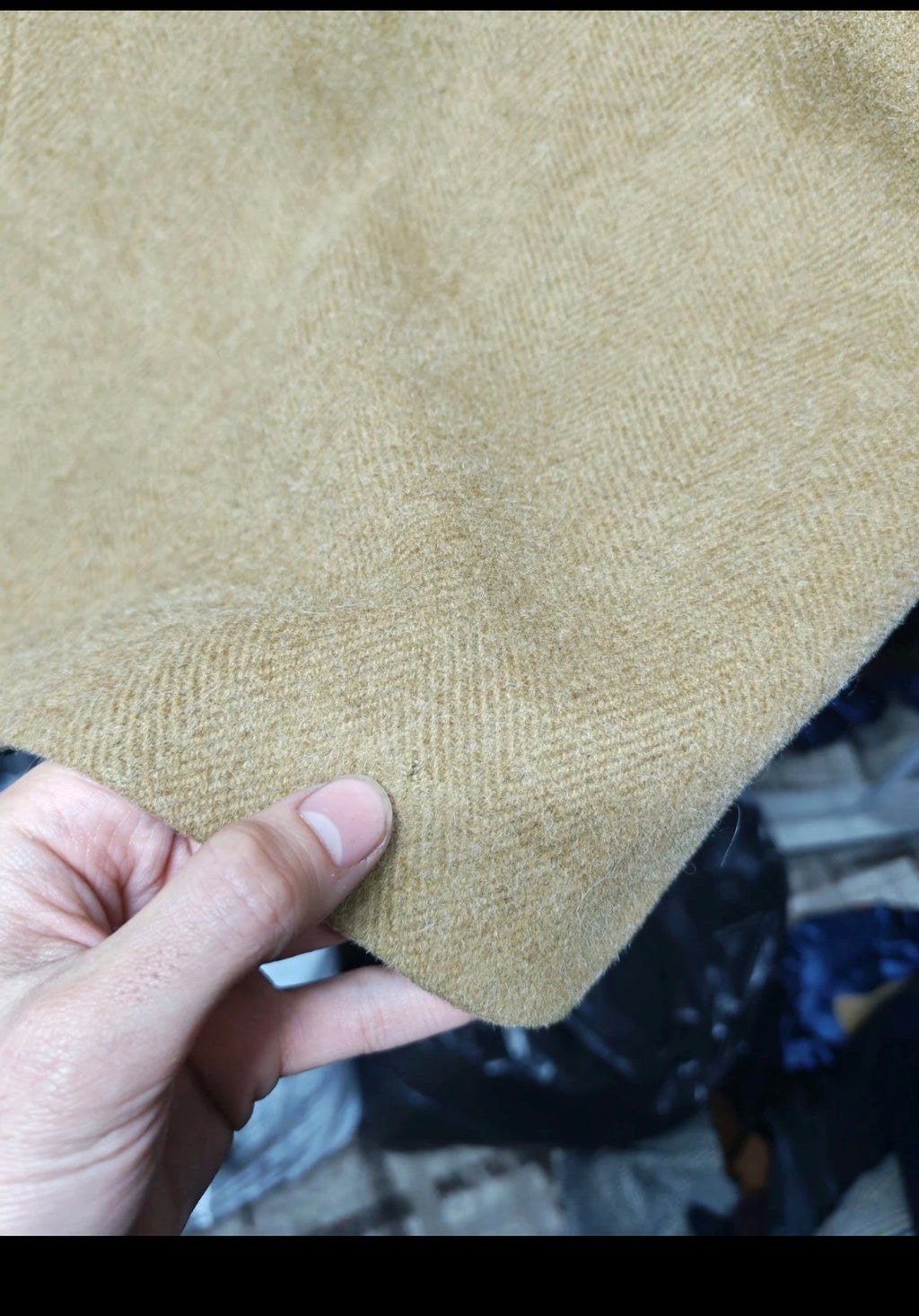 1970s Vintage pure wool herringbone classic camel beige over coat 42R