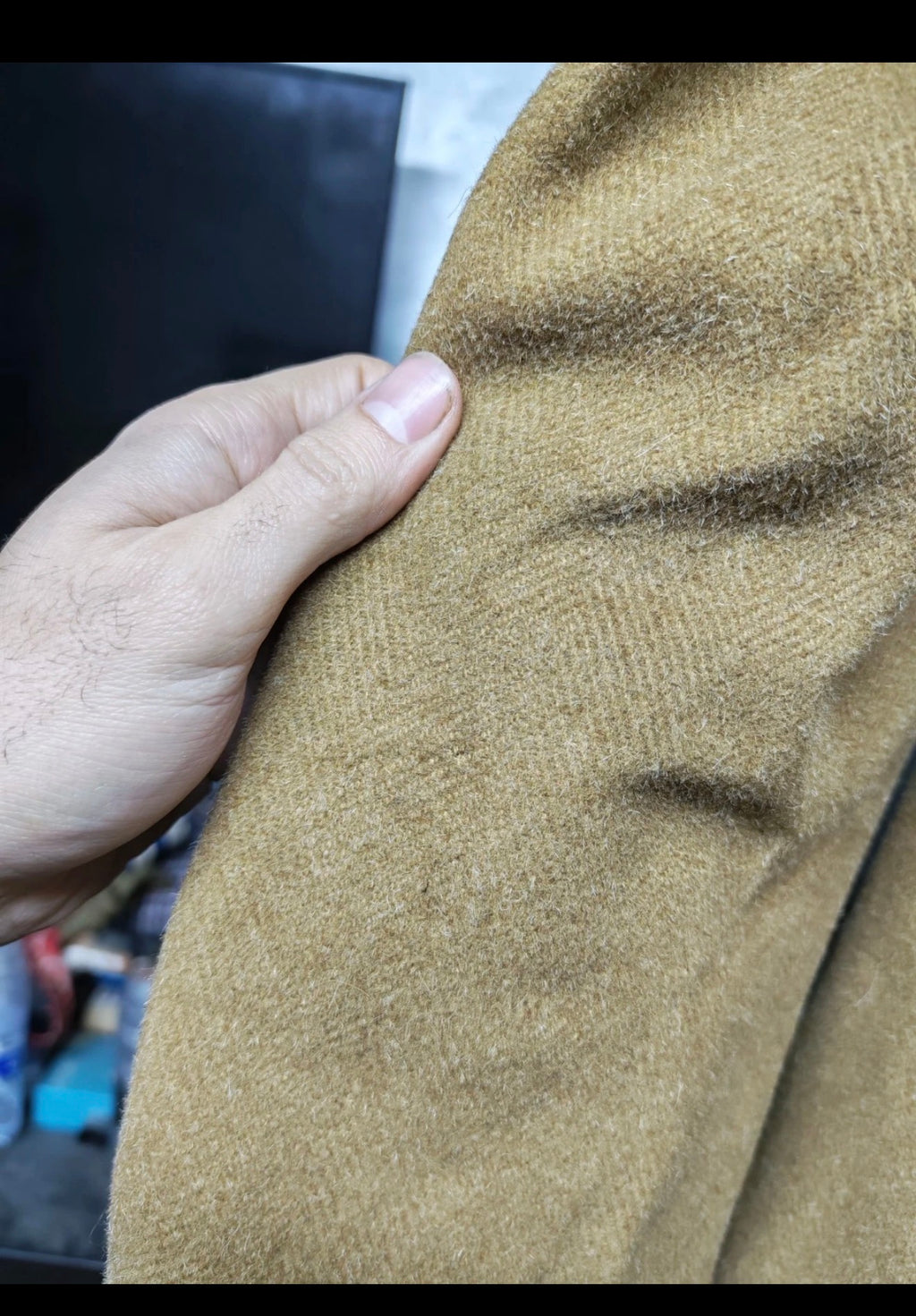 1970s Vintage pure wool herringbone classic camel beige over coat 42R