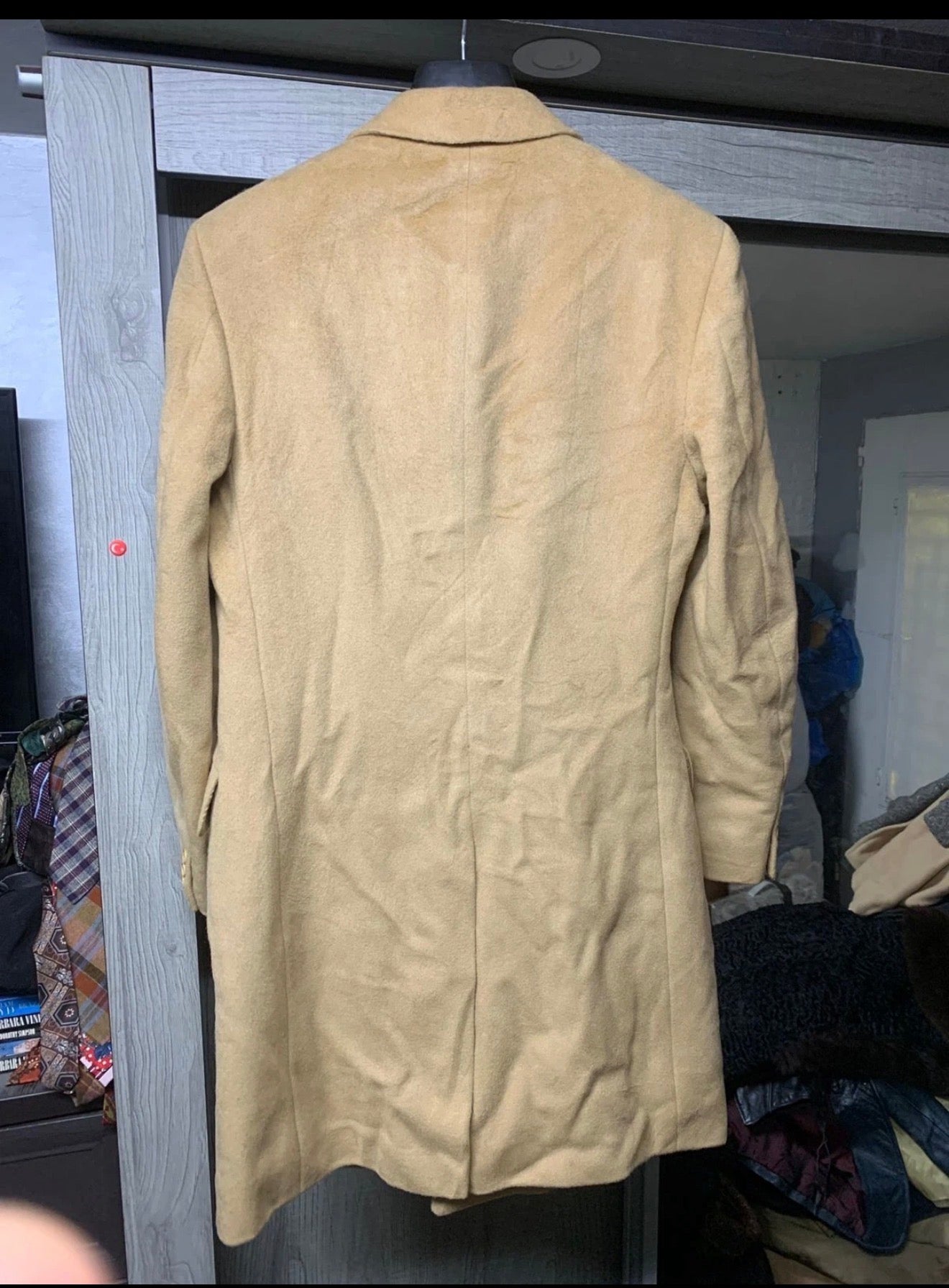 Vintage Savini classic wool Cashmere db gangster camel beige Suit over coat 40R