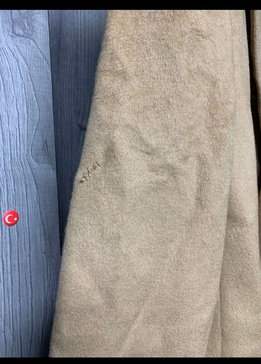 Vintage Savini classic wool Cashmere db gangster camel beige Suit over coat 40R